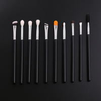 IPRESTA Private Label, ensemble de 10 pinceaux de maquillage pour les yeux et de rasage personnalisés haut de gamme, avec manches en bois et en aluminium