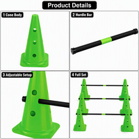 Ensemble de jouets d'agilité pour enfants : 6 cônes, 3 barres de saut, poteaux d'entraînement de football, jeu d'extérieur pour jardin, cadeau d'anniversaire pour enfants