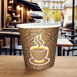 Gobelet en papier ondulé simple paroi de 8 oz, enduit de PE, pour boissons chaudes, café, vin, jus, tequila, impression personnalisable - Product Image 2