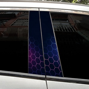 Offre Spéciale 2 pièces nid d'abeille voiture fenêtre autocollants décalcomanies côté B pilier voiture autocollants vinyle voitures nid d'abeille décalcomanie garniture Wrap <span class=keywords><strong>Auto</strong></span> - Product Image 3