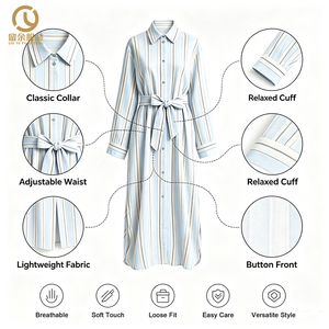 signore su misura nuovi produttori di abbigliamento elegante <span class=keywords><strong>a</strong></span> <span class=keywords><strong>righe</strong></span> maxi cotone <span class=keywords><strong>lino</strong></span> delle donne vestito casual per le donne - Product Image 4