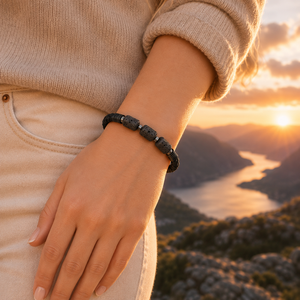 Pulsera de Cuero Trenzado con Piedra Volcánica Nórdica <span class=keywords><strong>para</strong></span> Hombre, Cierre Magnético de Acero Inoxidable, Estilo Vikingo, Hecha a Mano - Product Image 3