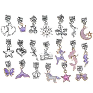 Set di lega smaltata di moda cuore viola luna gioielli accessori per bracciali ciondoli in metallo ciondoli per gioielli che fanno gioielli Pandor