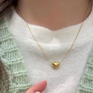 Women's <b>Silver</b> Simple Plain Heart Necklace Trendy Stainless Steel Link <b>Chain</b> with Zircon Valentine's Day & Engagement Gift - Product Image 1