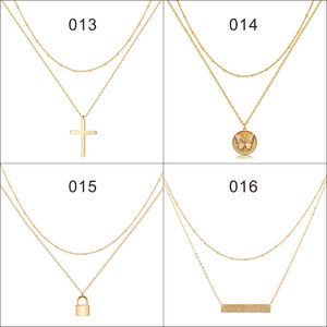 Vendita calda a strati cuore collana ciondolo fatto a mano placcato oro 18 carati delicato girocollo in oro freccia Bar Layering collana lunga per le donne - Product Image 5