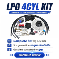 Kit completo de autogás LPG ACT de 4 cilindros con arnés de cableado completo, reductor, inyector y riel para la conversión de vehículos de gasolina.