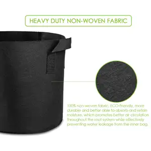 Heavy Duty Thickened Nonwoven Fabric Plant Pots With Handles Black 10 Gallon Grow Bags Garden Planter Growing Pots