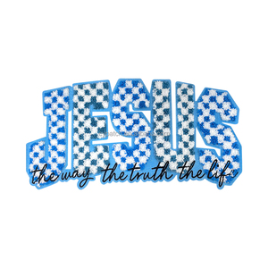 Patch brodé en chenille Jésus « Le Chemin, la Vérité, la Vie » – Applique thermocollante avec verset biblique chrétien - Product Image 1
