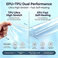 Film hydrogel TPU+EPU 2-en-1 brillant HD transparent de 120x180mm et 0,19mm d'épaisseur pour machines de découpe de protecteurs d'écran