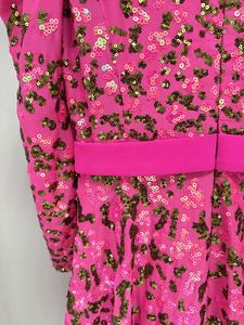 OUDINA 新款精品刺绣亮片粉色加大码 3XL 毕业典礼礼服派对长款婚纱晚礼服 - Product Image 5