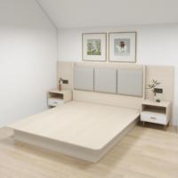 Vente en gros : Ensemble de mobilier de chambre d'hôtel moderne en panneau mélaminé, durable, prix usine pour projets hôteliers