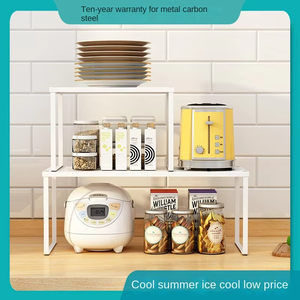 Organizzatore da <span class=keywords><strong>Cucina</strong></span> Moderno in Metallo <span class=keywords><strong>a</strong></span> Doppio Strato Retrattile <span class=keywords><strong>Salvaspazio</strong></span> Facile da Installare Alta Capacità di Carico per Microonde Ciotole Piatti - Product Image 6