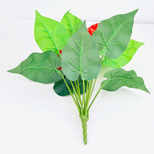 I1269 Fleurs artificielles en soie, petits palmiers rouges en pot, ornement bonsaï, décoration de bureau à domicile - Product Image 5