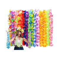 24pcs Coloré Hawaïen Luau Fête Décorations En Vrac Soie Fleur Collier Leis pour Tropical Été Plage Piscine Noël Pâques