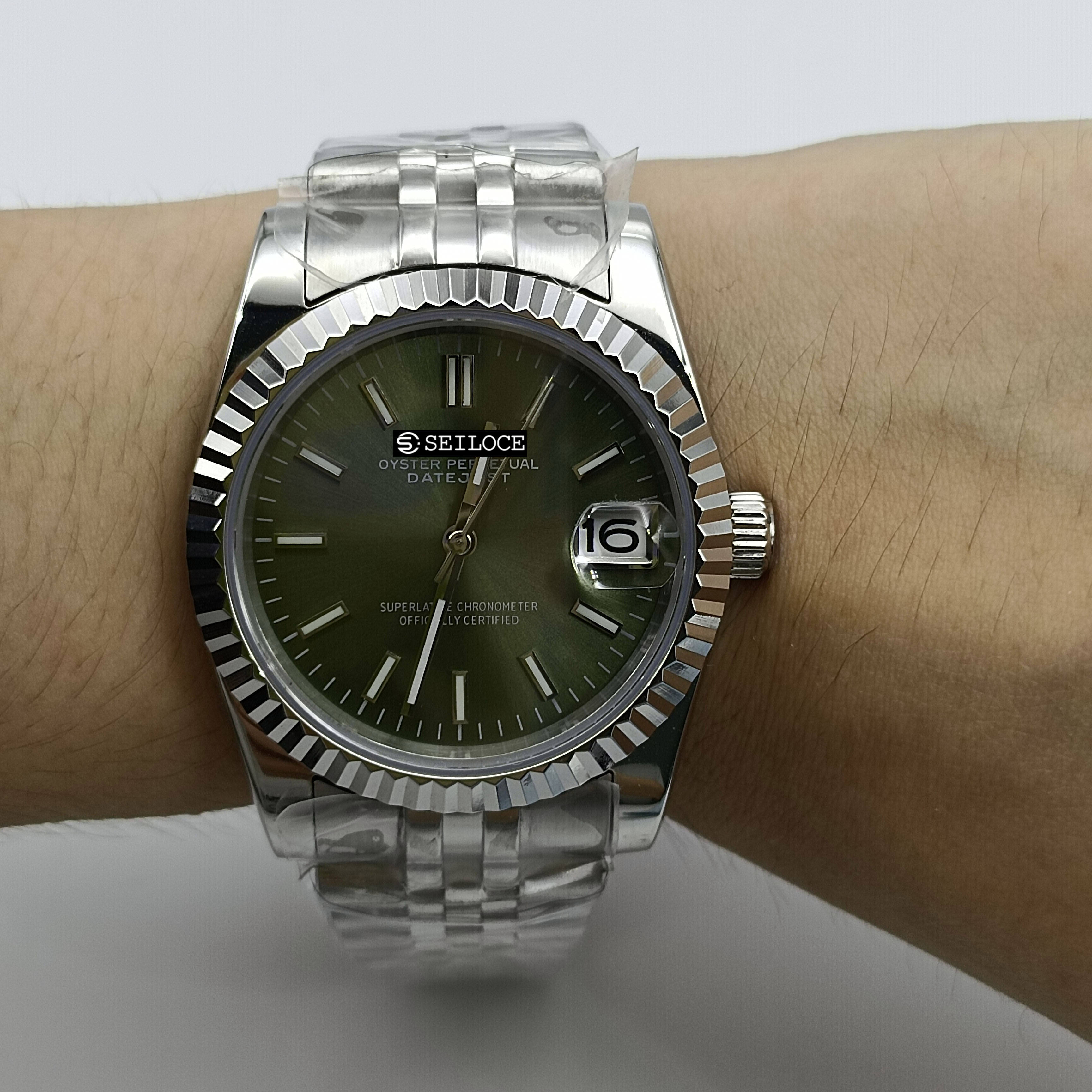 Silver Case+Green Dial