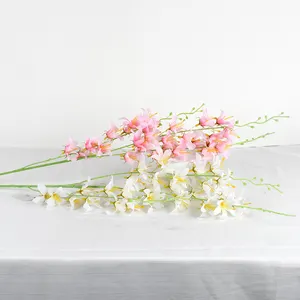 פרחי שושן קטנים מלאכותיים שלושה מזלגות חומר פרחוני סימולציה חתונה קישוט בית פרח פלסטיק