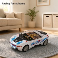 Voiture de course électrique pour enfants, avec son et lumière, rotation à 360°, rechargeable par USB-C, batterie incluse, LED multicolores, modèle très populaire