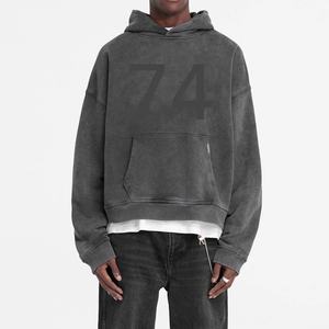 Prix de gros, logo personnalisé OEM, 500GSM, sweat-shirt pour homme en coton 100% lourd, surdimensionné, style Y2K vintage, lavé, pour le printemps - Product Image 1