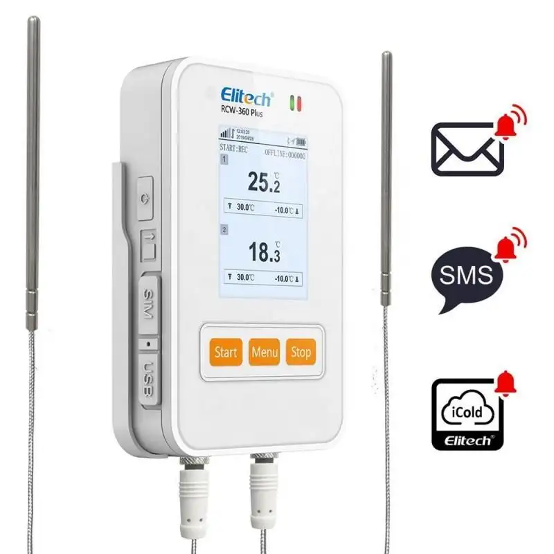 Registrador de dados de temperatura de monitoramento em tempo real Elitech RCW360 Plus, rastreador GPS de corrente fria e gravador de umidade