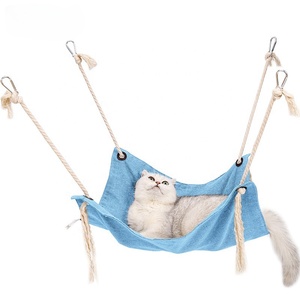 Hamac suspendu pour chat en coton et lin <span class=keywords><strong>de</strong></span> qualité supérieure, respirant, doux et confortable, pour chats et chatons - Product Image 4