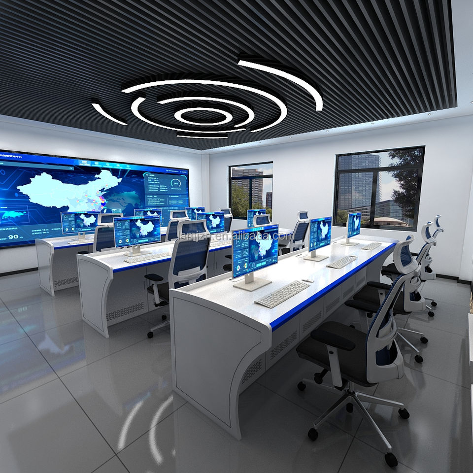 Multi Monitor Command Center Modern Customizable Command Center Control Desk with PDU Multi-Monitor ...