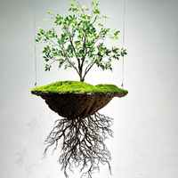 Décoration paysagère artisanalette en bois massif de style pêcheur, rocaille artificielle pour plafond suspendu, aménagement de scène, plante pour salon de thé