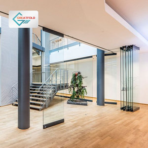 Puerta Plegable de Vidrio Corrediza de Aluminio sin Marco con Vidrio Simple, Operable para Sala de Reuniones de Oficina, para Hospital, Escuela - Product Image 3