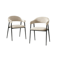 Chaise de salle à manger moderne en lin rembourrée, dossier incurvé, pieds en métal, pour salles à manger/salons, restaurants, cafés - Marque HUGE - Vente en gros usine