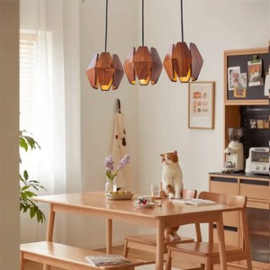 Acacia Wood Pendant <b>Light</b> Led Warm White <b>Light</b> For Dining Room Living Room Home Decor - Product Image 4