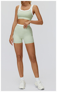 Ensemble de vêtements de sport pour femmes, respirant, en spandex/nylon, 2 pièces, soutien-gorge de sport et leggings/shorts de yoga taille haute, pour la remise en forme - Product Image 3
