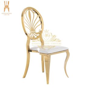 Prix bon marché en acier inoxydable or brillant design confortable à motifs chaises <span class=keywords><strong>de</strong></span> mariage à dossier rond pour les événements à manger - Product Image 1