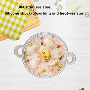 Tazón Infantil de Acero Inoxidable 304 con Revestimiento de Silicona |   Tazón de succión anti-escaldaduras de doble asa para pasta de arroz y alimentación <span class=keywords><strong>BLW</strong></span> - Product Image 2