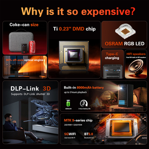 Mini Proyector C900 para Exteriores, Batería Recargable Integrada, Proyector <span class=keywords><strong>de</strong></span> Video Inteligente Portátil con Android para Cine Nocturno en el Dormitorio - Product Image 4