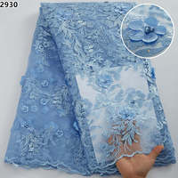 Tissu en dentelle française brodée de luxe 2930, fait main, perlé, rose poudré, dernière collection 2022, tissu en dentelle filet africain nigérian pour soirée