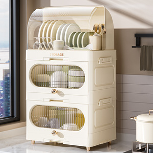 Multi-Layer <strong>Kitchen</strong> Draining Bowl Cover Dustproof PP Dish <strong>Rack</strong> for Dinnerware Storage Cross-Border New <strong>Rack</strong> <strong>Kitchen</strong> Cabinet Set - Product Image 1