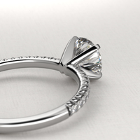 Cincin Tunangan Berlian Buatan Laboratorium Potongan Bulat 0.5-3CT Custom Pave Solitaire Emas Padat 10K/14K/18K Bersertifikat IGI CVD/HPHT VVS