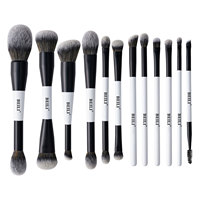 Ensemble de pinceaux de maquillage professionnels personnalisés à double extrémité, luxe, poils synthétiques vegan, outil cosmétique, brocha de maquillaje