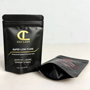 Pochette noire autoportante écologique personnalisée, petit sachet refermable pour emballage cosmétique, idéal pour les colle à cils - Product Image 6