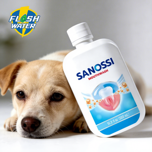 SANOSSI Bain de bouche portable 500 ml antibactérien à la menthe fraîche pour animaux de compagnie – Prévient la plaque dentaire et le tartre – Nettoyant dentaire sûr pour l'hygiène buccale - Product Image 1