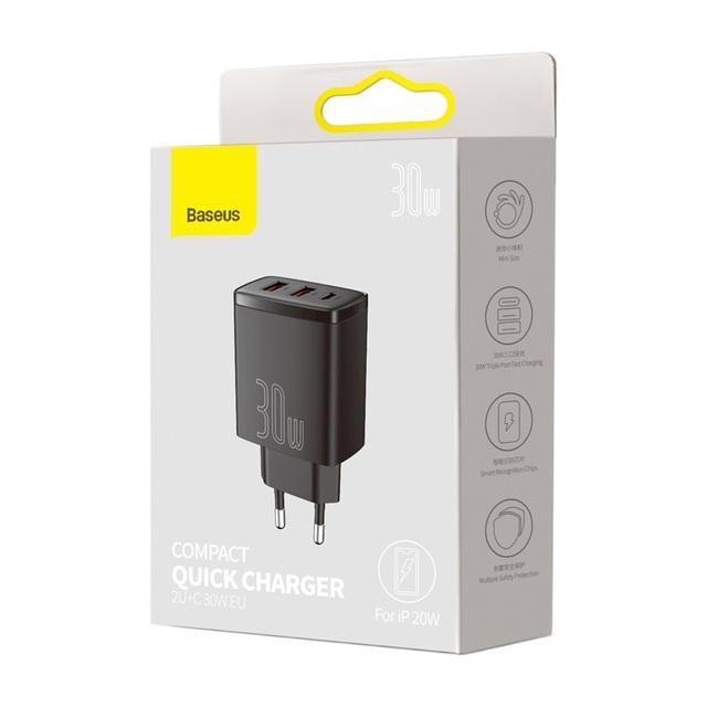 Baseus 30W USB Charger QC3.0 PD3.0 Type C PD Fast Charging 3 Ports Quick Phone Charger for iPhone 13 14 Pro Max Xiaomi Samsung