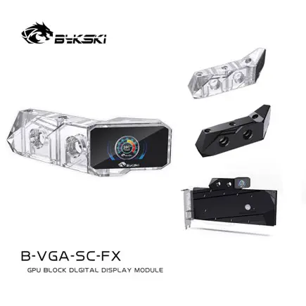 Bykski B-VGA SC-FX graphics card water-cooled head vertical bridge module digital thermometer LCD color screen