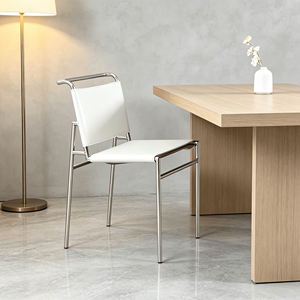 Silla <span class=keywords><strong>de</strong></span> <span class=keywords><strong>Comedor</strong></span> Moderna Minimalista <span class=keywords><strong>de</strong></span> Metal Reforzado con Asiento <span class=keywords><strong>de</strong></span> Cuero <span class=keywords><strong>para</strong></span> Salas <span class=keywords><strong>de</strong></span> Estar/Comedores - Product Image 1