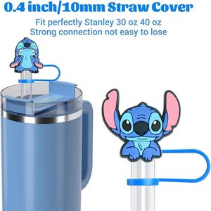 Vente directe usine – Capuchon de paille en silicone souple, mignon, rose, anti-poussière, recyclable et réutilisable, certifié CE/Lfgb, 10 mm, motif dessin animé Stitch - Product Image 4
