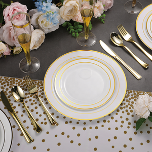 Juego de vajilla desechable al por mayor, plato de servir con sello caliente, taza y servilleta para eventos, vajilla de plástico - Product Image 1