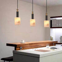 Lustre suspendu en marbre et laiton, luminaires de luxe en albâtre pour la décoration intérieure