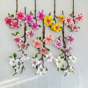 Fábrica de Flores Meiyu, Flor Artificial de Magnolia de 3 Cabezas, Color Rosa, para Decoración del Hogar, Bodas y Accesorios de Fotografía - Product Image 4