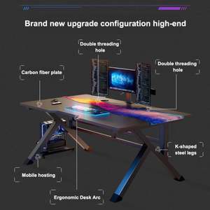 Escritorio para Juegos de Diseño Moderno, Escritorio para Computadora con Luces LED RGB, Mesa para Gamers - Product Image 2