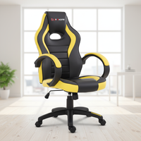Fauteuil de jeu moderne en cuir PU, dossier haut, pivotant, réglable en hauteur, jaune et noir, vente en gros
