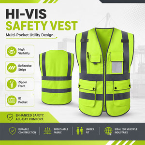 Chaleco <span class=keywords><strong>de</strong></span> <span class=keywords><strong>Seguridad</strong></span> Amarillo <span class=keywords><strong>de</strong></span> Alta Visibilidad para Hombre, Ropa <span class=keywords><strong>de</strong></span> <span class=keywords><strong>Trabajo</strong></span> Personalizada con Múltiples Bolsillos, Cinta Reflectante, Cremallera Frontal y Logotipo <span class=keywords><strong>de</strong></span> <span class=keywords><strong>Seguridad</strong></span> - Product Image 2
