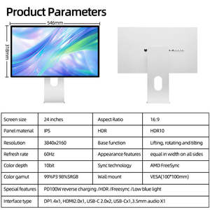 KUYCON P24U Laris Manis 178 °   Layar Komputer 24 Inci 4K dengan Sudut Pandang Horizontal IPS 60 Hz dan Braket - Product Image 3